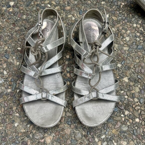 E Collection Gold Lace Up Gladiator Buckle Sandals size 8.5 - Picture 8 of 8